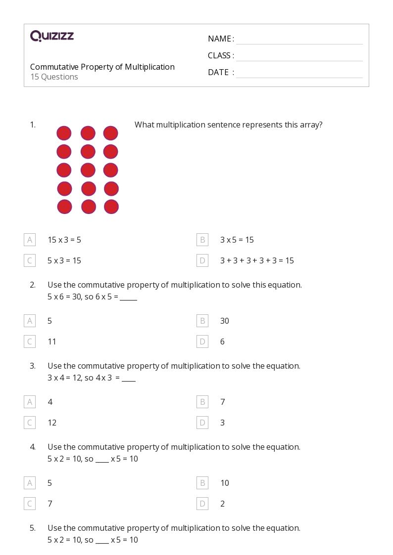 50+ Commutative Property of Multiplication worksheets for 3rd Grade on