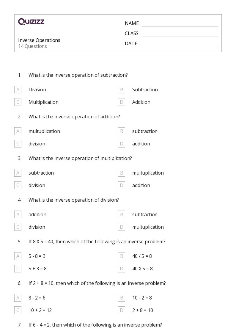 50+ Subtraction and Inverse Operations worksheets for 4th Grade on