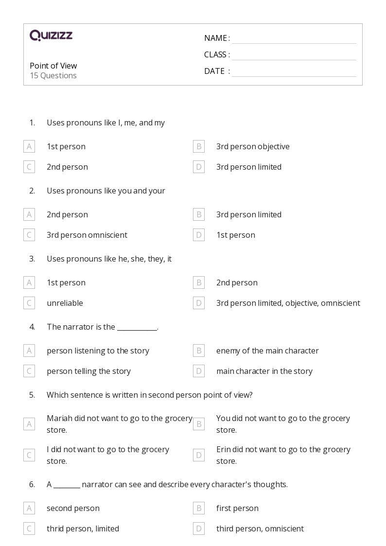 50+ Analyzing Point of View worksheets for 6th Grade on Quizizz Free & Printable