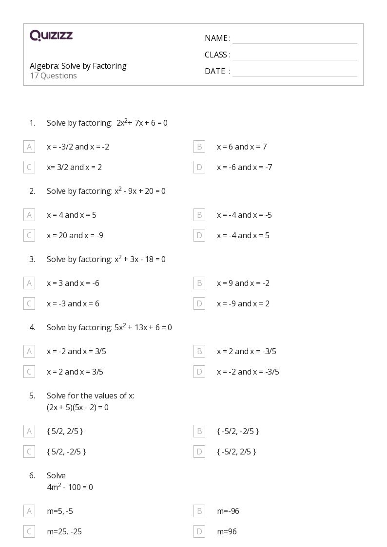 50+ Algebra worksheets for 6th Class on Quizizz Free & Printable