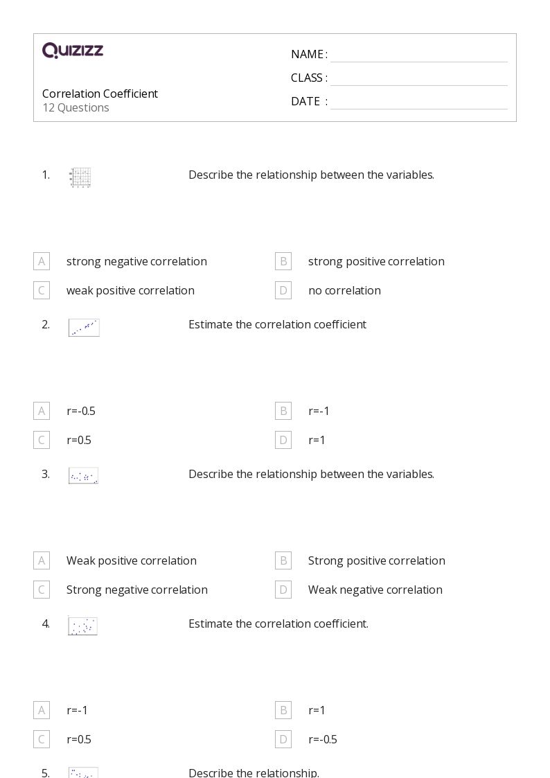 50+ correlation and coefficients worksheets on Quizizz Free & Printable