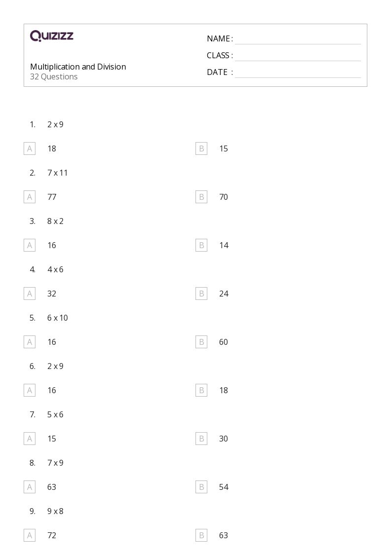 50+ Mixed Multiplication and Division worksheets for Kindergarten on Quizizz Free & Printable