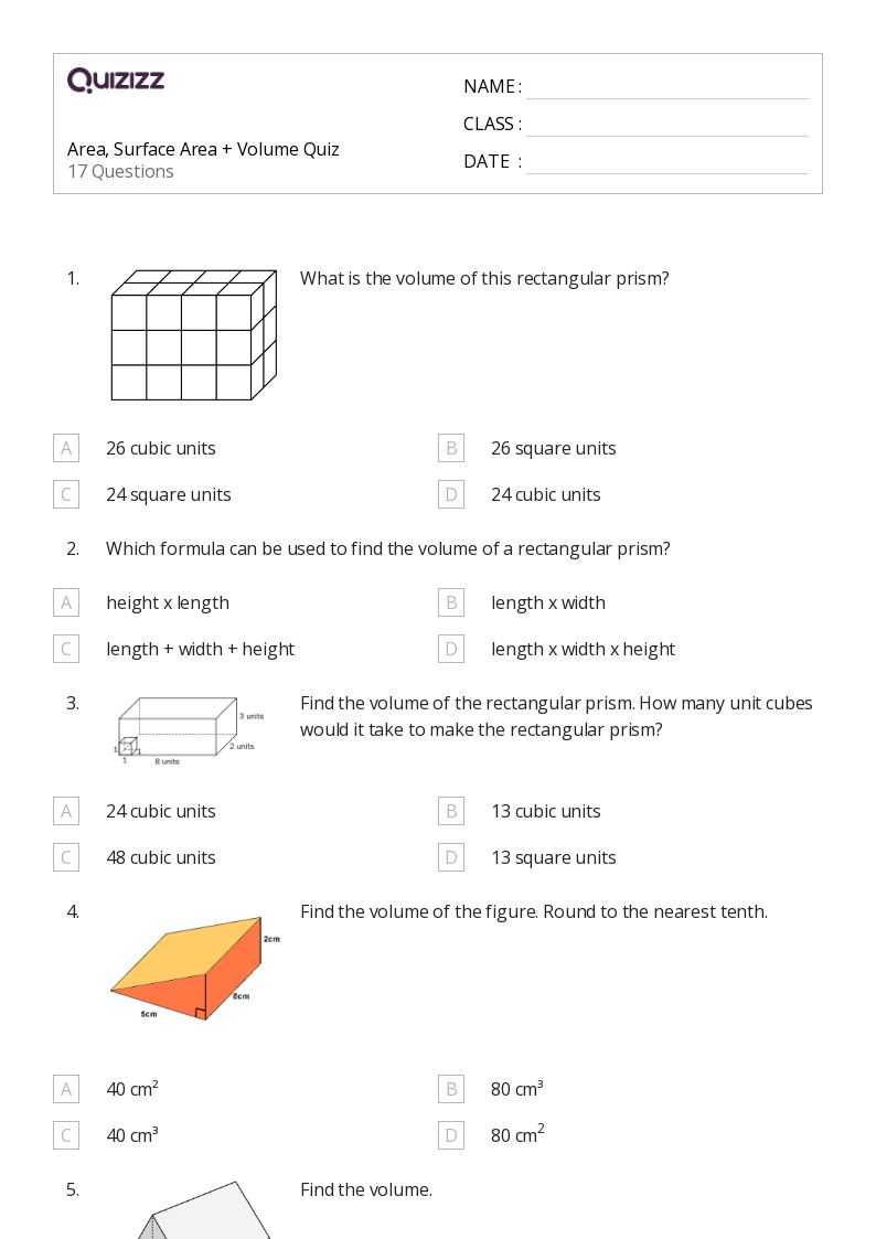 50+ Area worksheets for 8th Grade on Quizizz Free & Printable