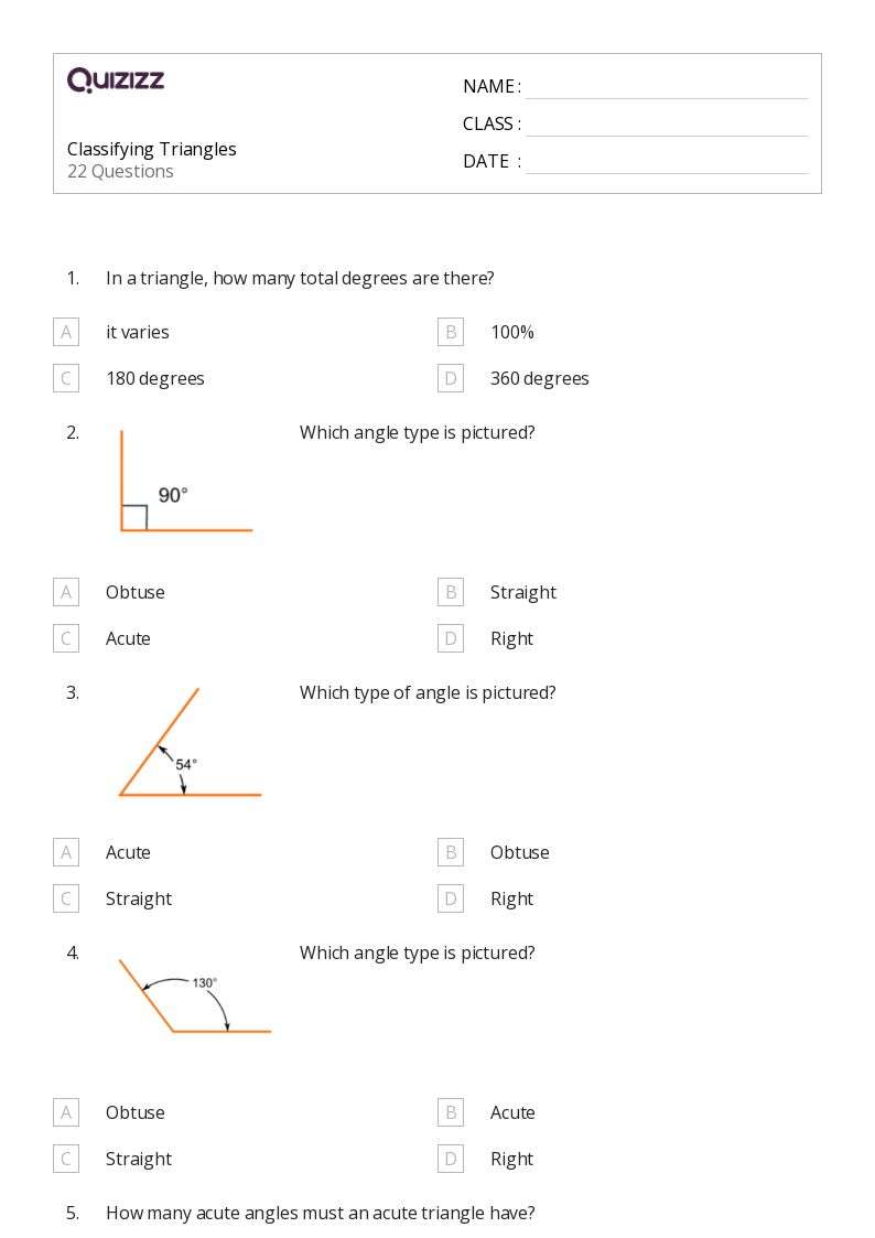 50+ Classifying Triangles worksheets for 4th Grade on Quizizz Free & Printable