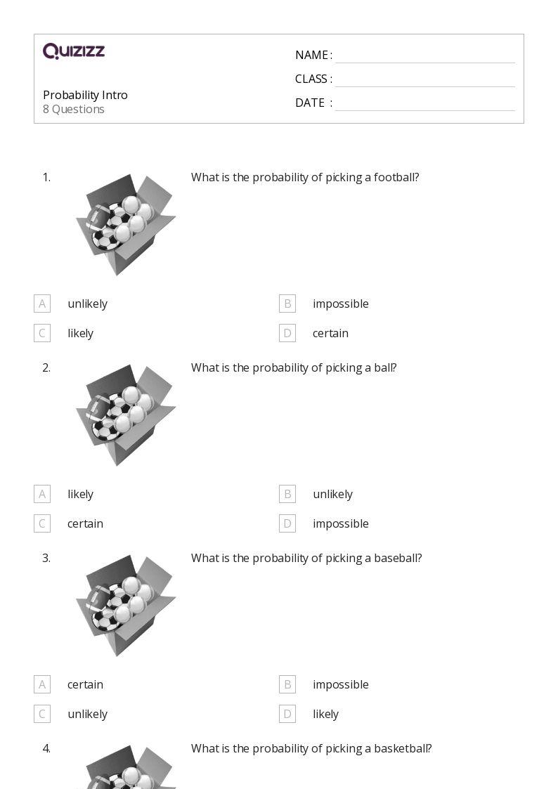 50+ Probability worksheets for 3rd Grade on Quizizz Free & Printable