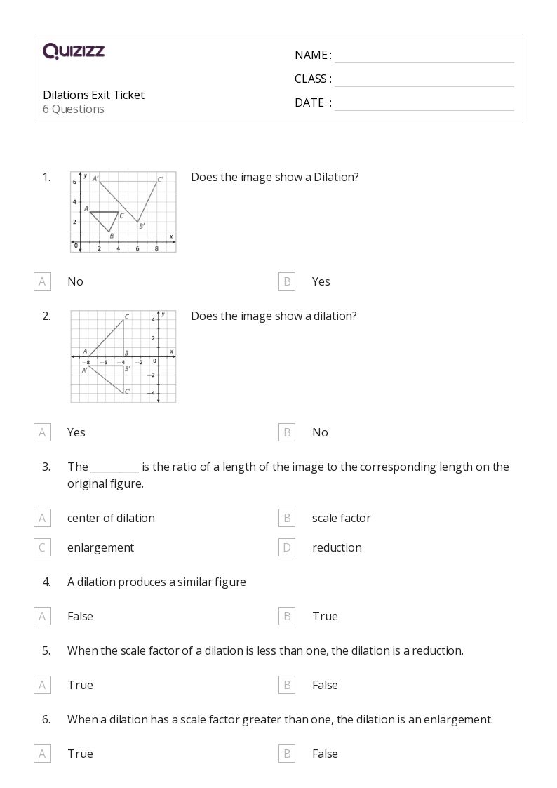 50+ Dilations worksheets for 6th Grade on Quizizz Free & Printable