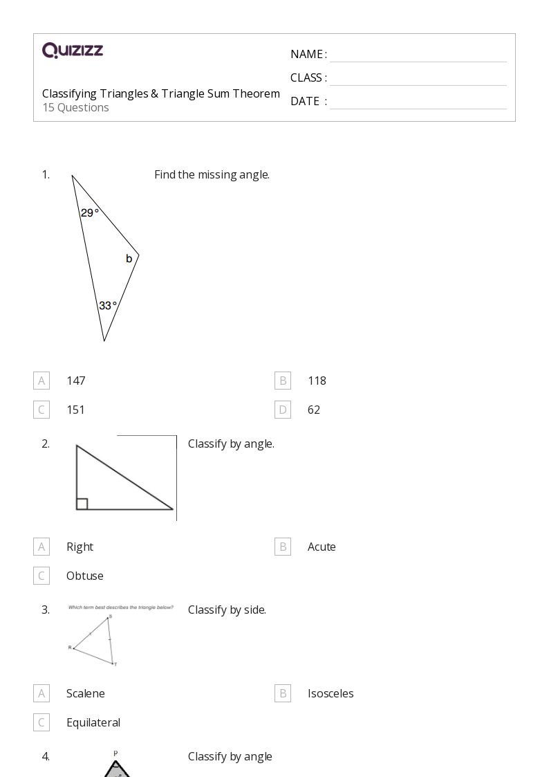 50+ Classifying Triangles worksheets for 8th Grade on Quizizz Free