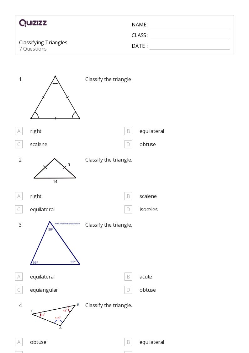 50+ Classifying Triangles worksheets for 8th Year on Quizizz Free