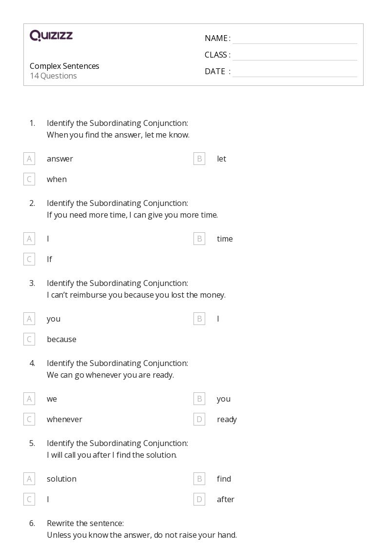 50+ Diagramming Sentences worksheets for 5th Grade on Quizizz Free & Printable
