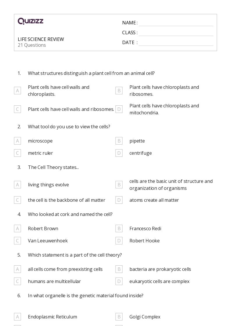 50+ Science worksheets for 7th Grade on Quizizz | Free & Printable