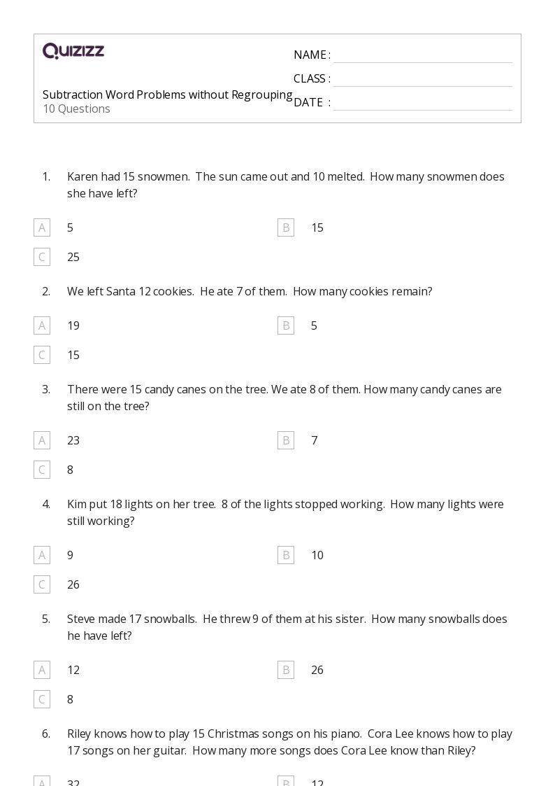 50+ Subtraction Word Problems worksheets for 2nd Grade on Quizizz