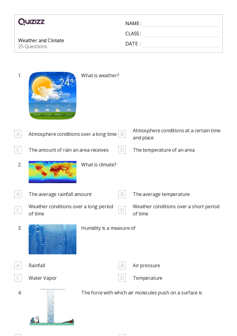 Printable atmospheric circulation and weather systems Worksheets Quizizz