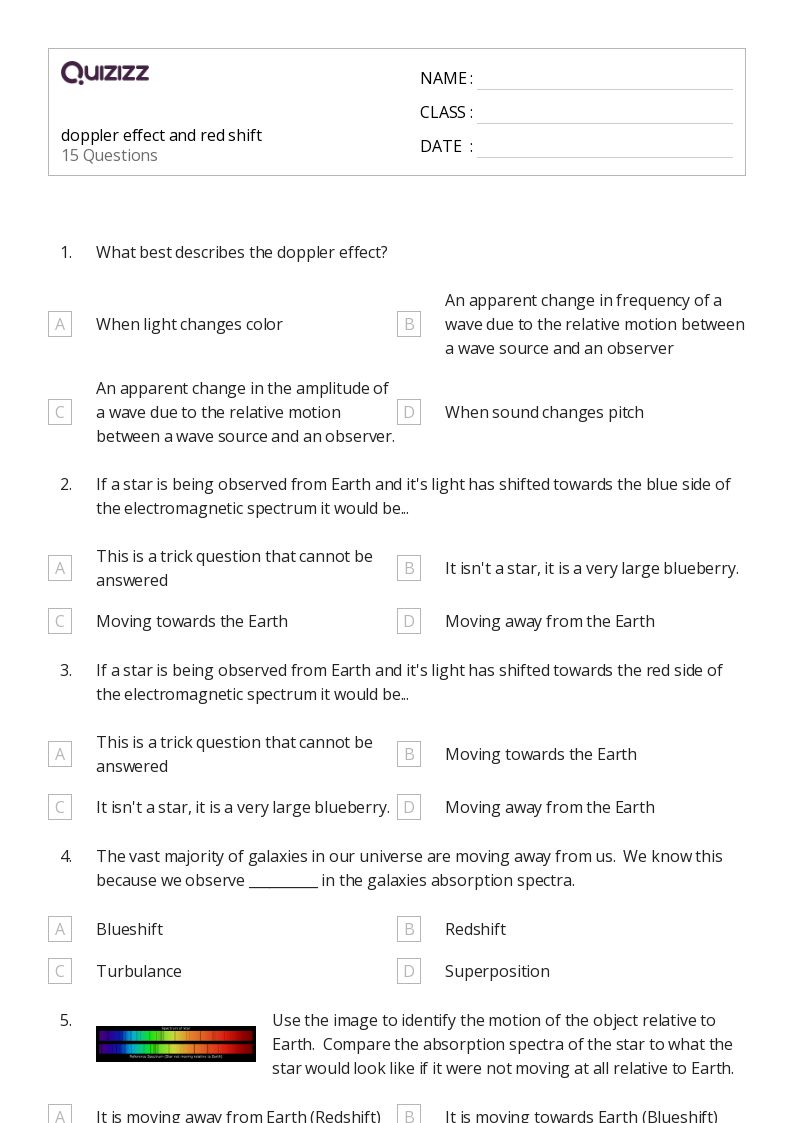 50+ doppler effect worksheets for 9th Class on Quizizz | Free & Printable