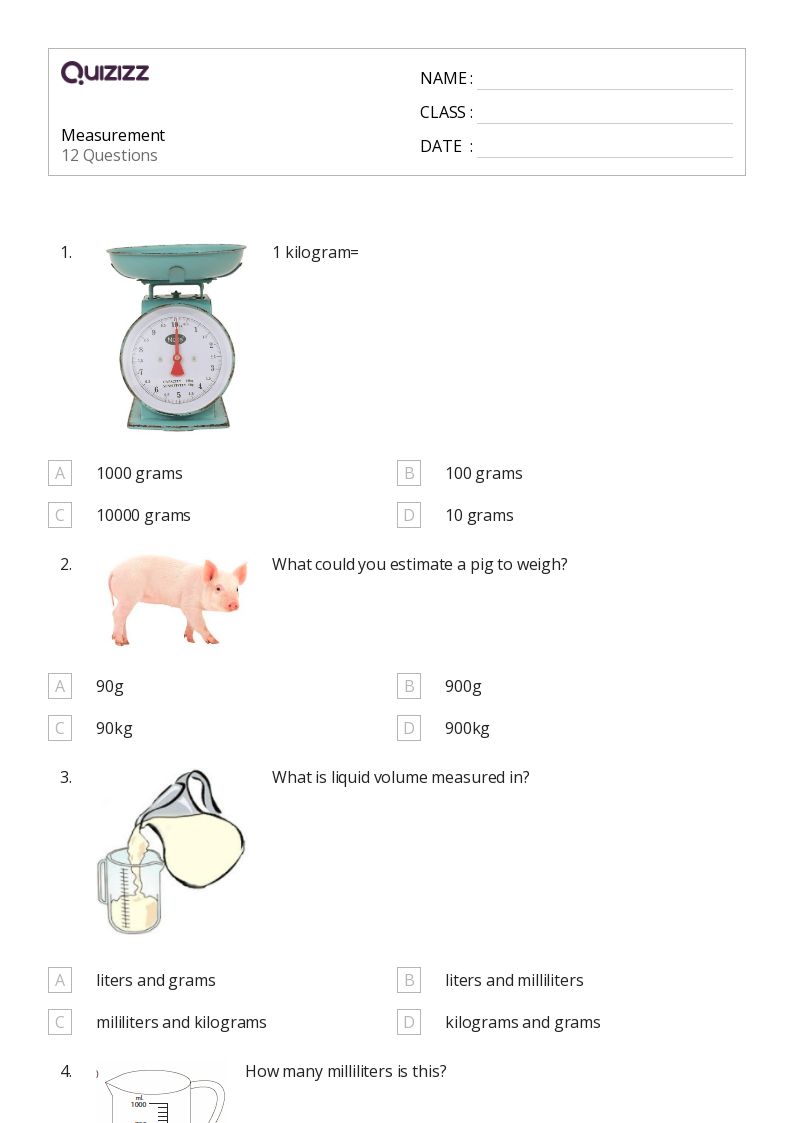 50+ Measurement and Capacity worksheets for 3rd Grade on Quizizz Free & Printable
