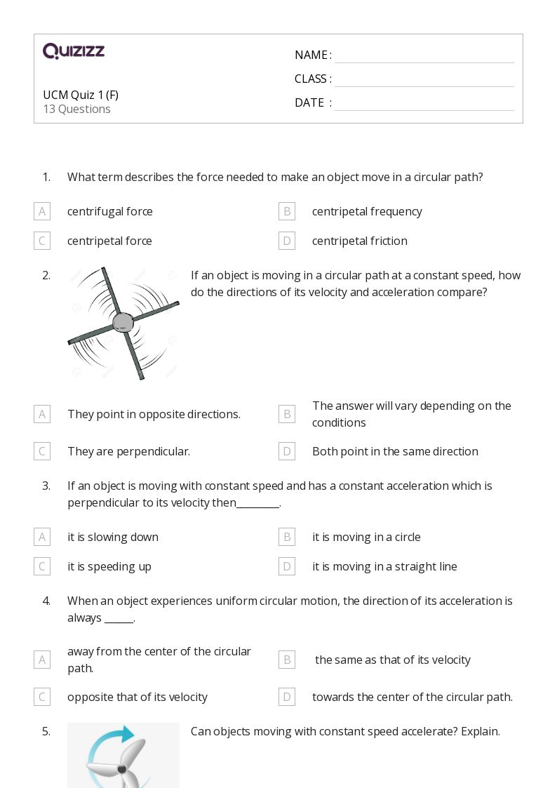 50+ centripetal acceleration worksheets on Quizizz Free & Printable