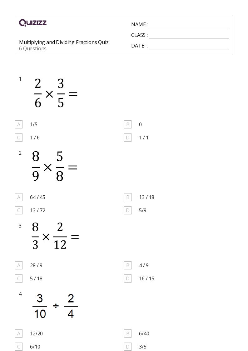 50+ Multiplying and Dividing Fractions worksheets for Kindergarten on
