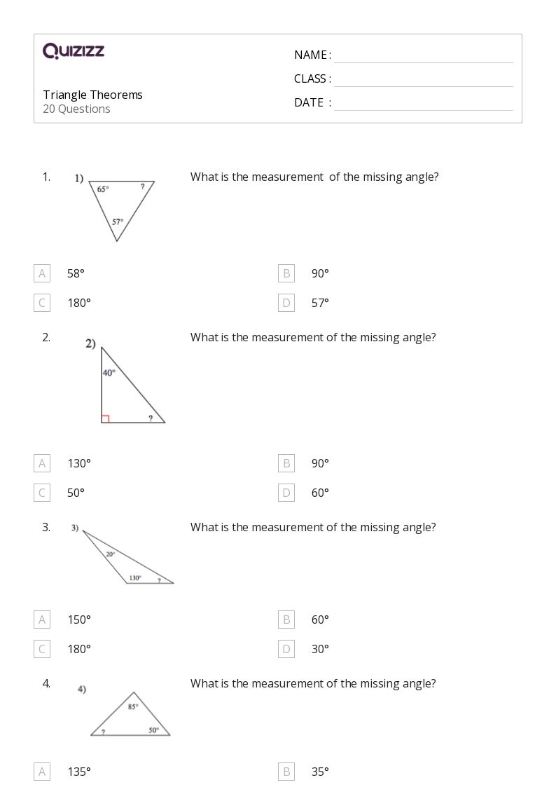 50+ Triangle Theorems worksheets for 8th Year on Quizizz Free & Printable