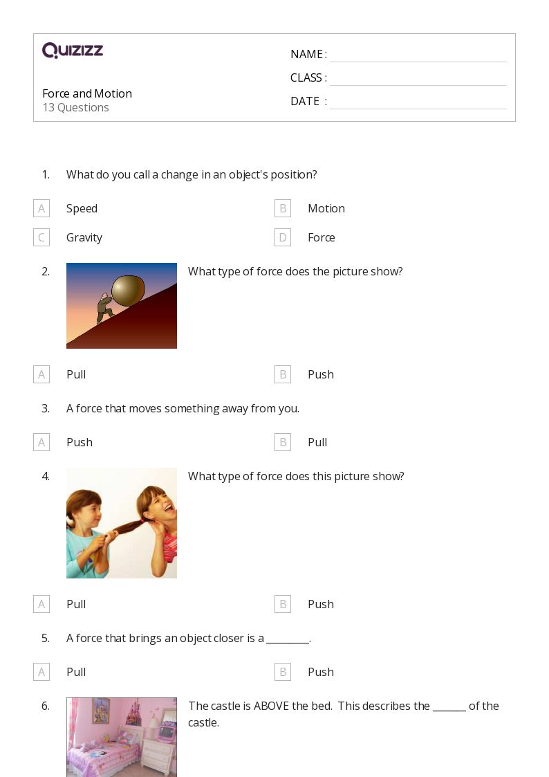 50+ Forces and Interactions worksheets for 2nd Grade on Quizizz Free & Printable
