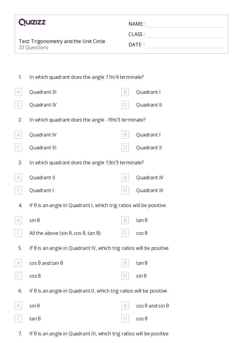 50+ trigonometric ratios sin cos tan csc sec and cot worksheets for 10th Class on Quizizz Free