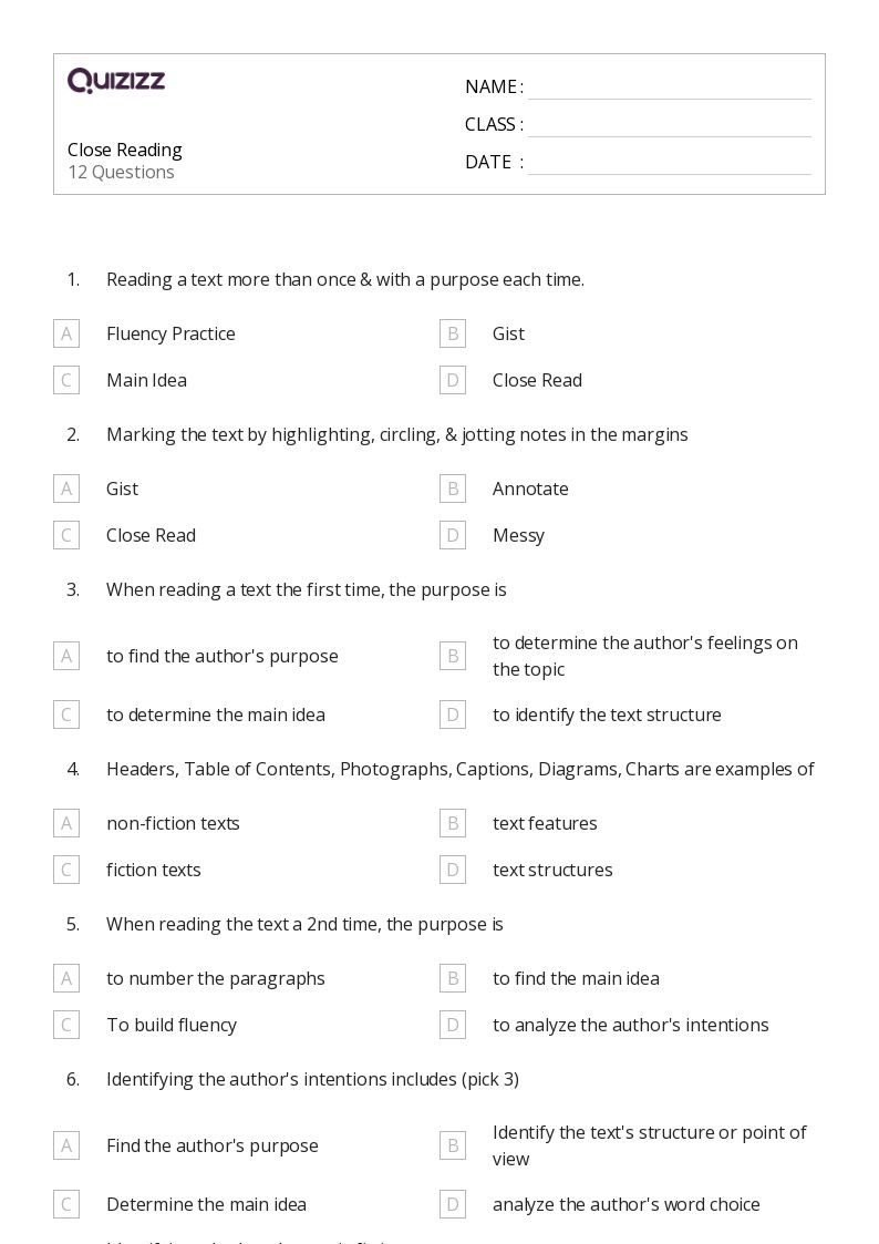50+ Identifying the Main Idea worksheets for 4th Grade on Quizizz