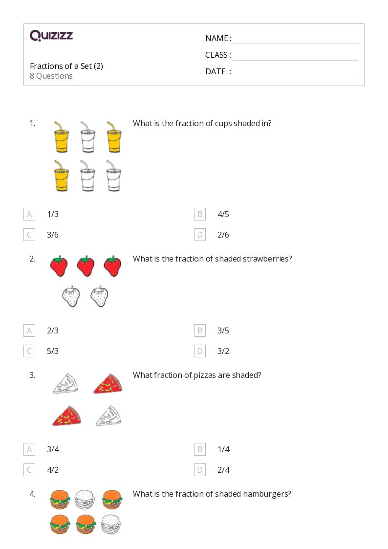 50+ Fractions as Parts of a Set worksheets for 2nd Year on Quizizz Free & Printable