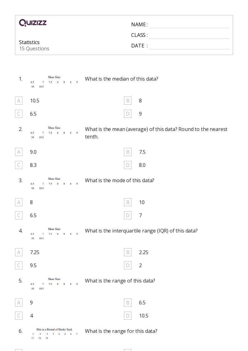 50+ Statistics worksheets for 6th Class on Quizizz Free & Printable