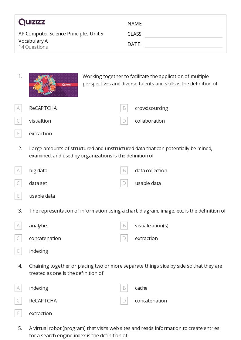 50 data visualization worksheets on Quizizz