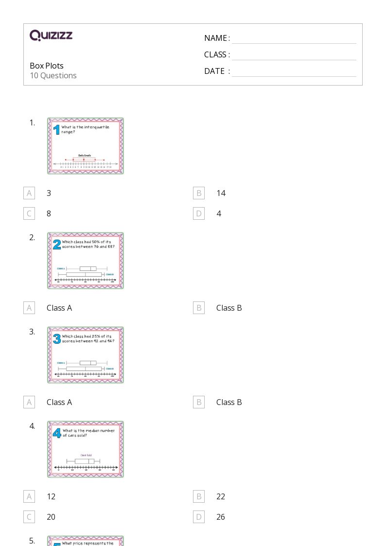 50+ Box Plots worksheets for 7th Grade on Quizizz Free & Printable