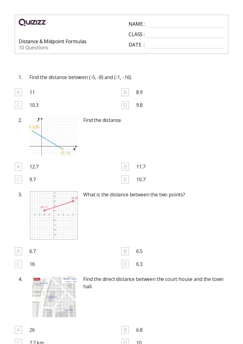 50+ midpoint formula worksheets on Quizizz Free & Printable