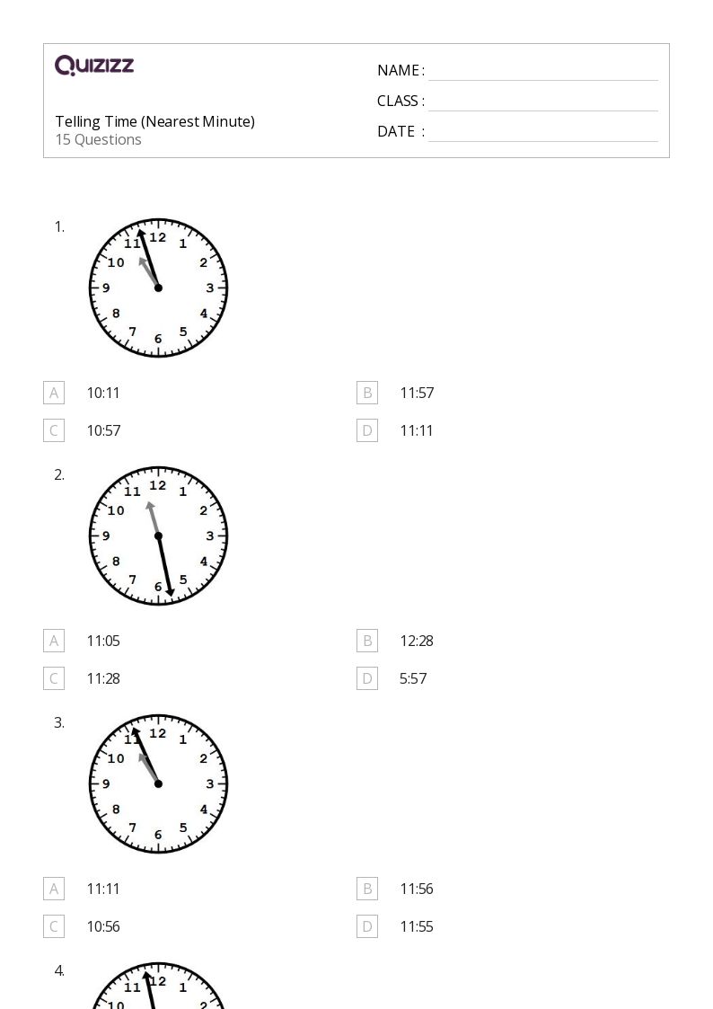 50+ Time to the Nearest Five Minutes worksheets for 3rd Class on