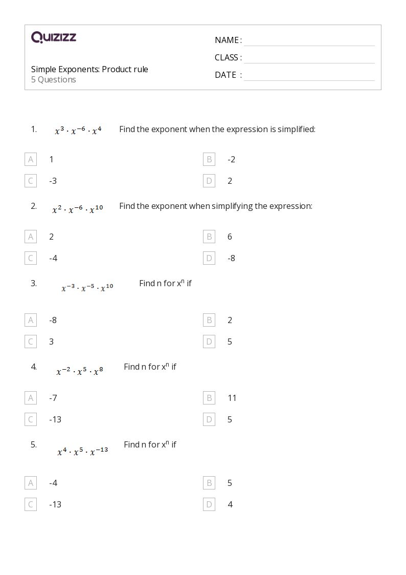 50+ product rule worksheets for 9th Class on Quizizz Free & Printable