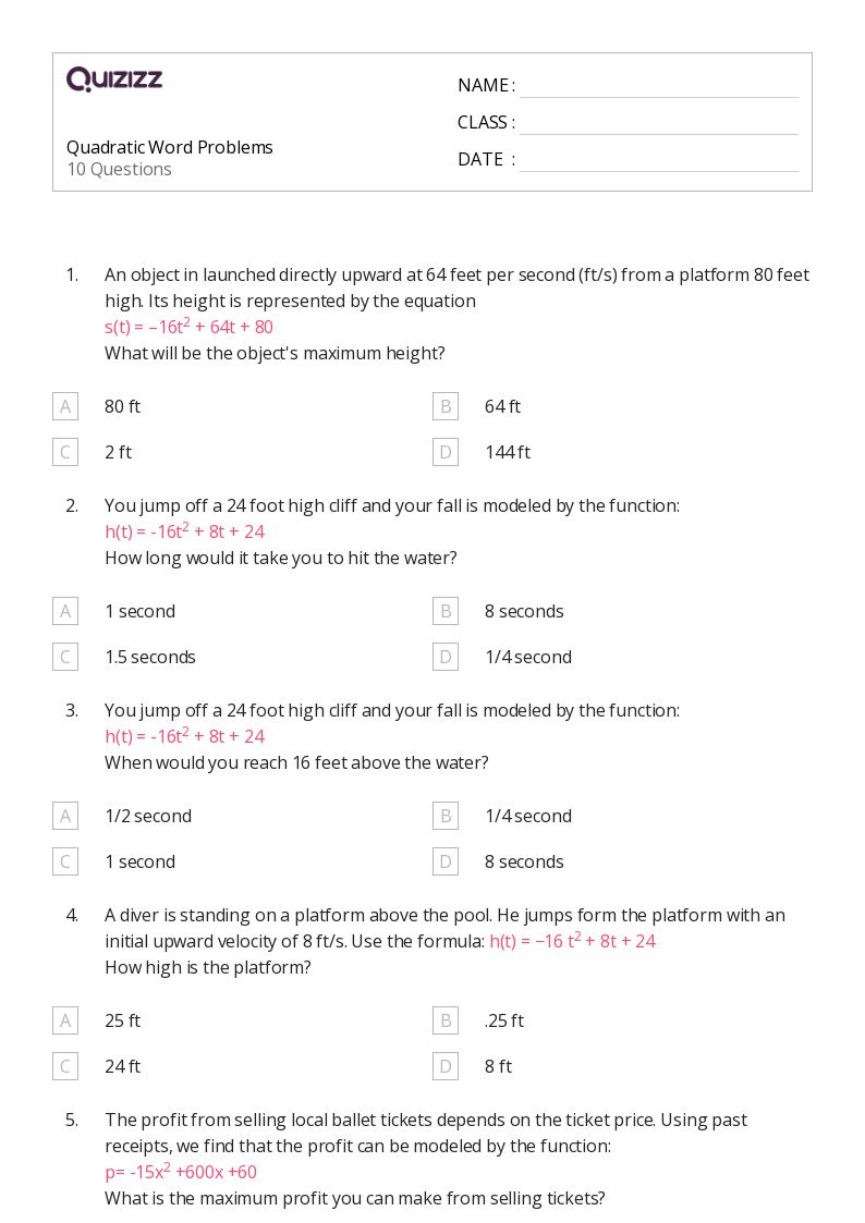 50+ Quadratic worksheets on Quizizz | Free & Printable
