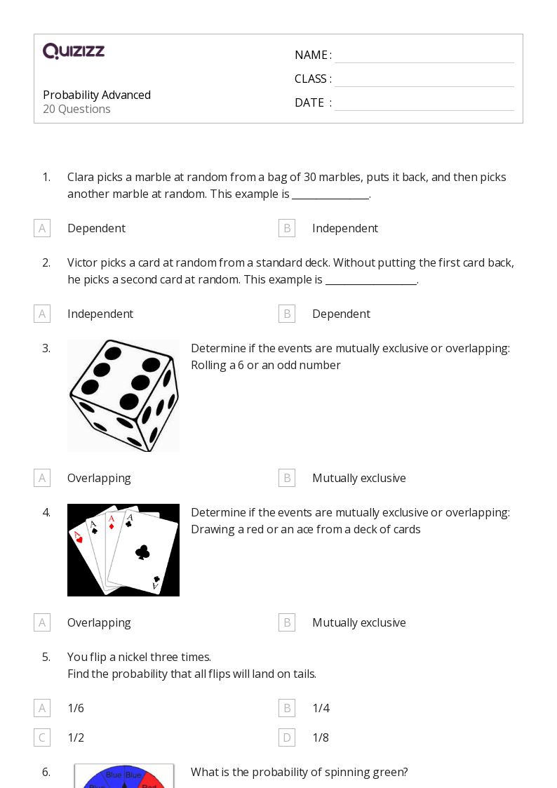 50+ Probability worksheets for 8th Grade on Quizizz Free & Printable