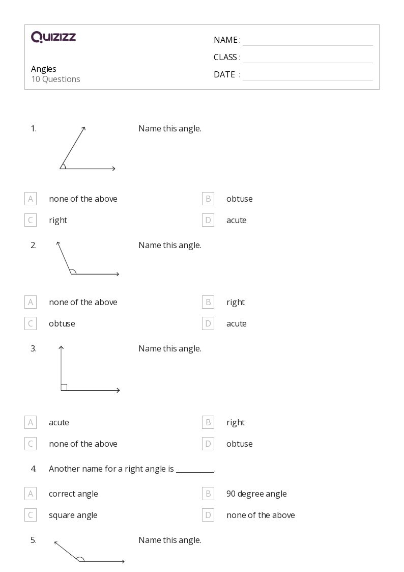 50+ Angles worksheets for 4th Grade on Quizizz Free & Printable