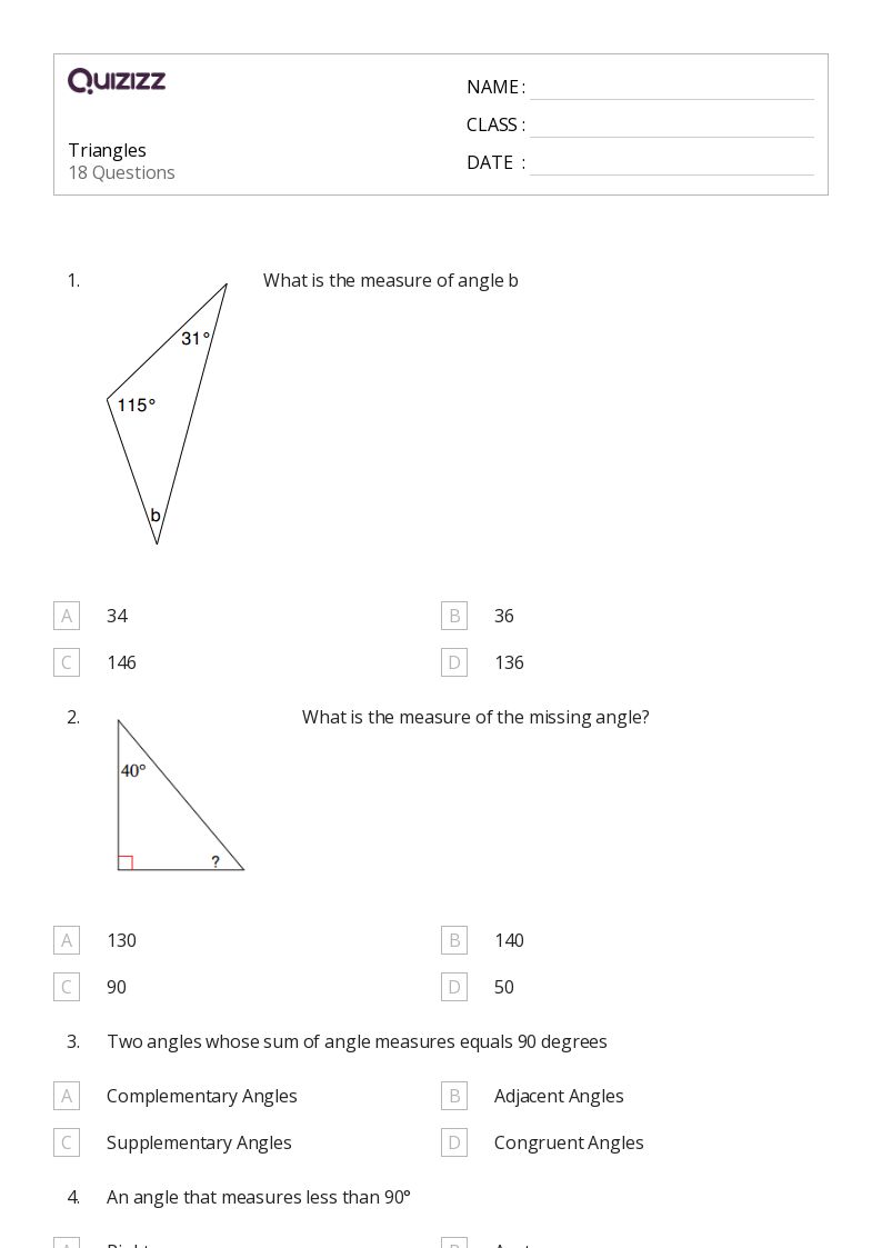 50+ Triangles worksheets for 7th Class on Quizizz Free & Printable