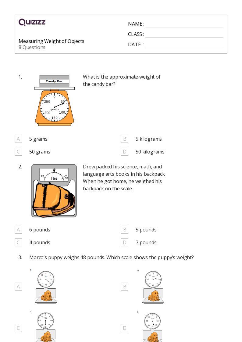 50+ Measuring Weight worksheets on Quizizz Free & Printable