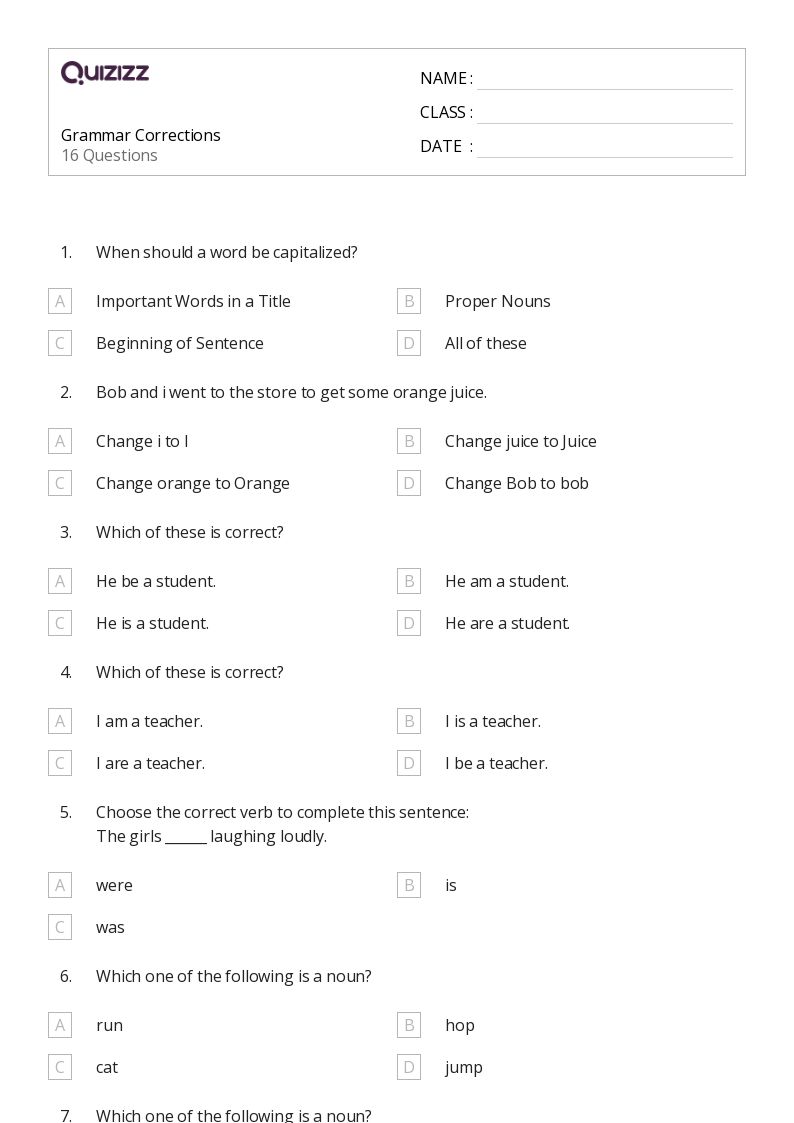 50+ Grammar worksheets for 9th Grade on Quizizz Free & Printable