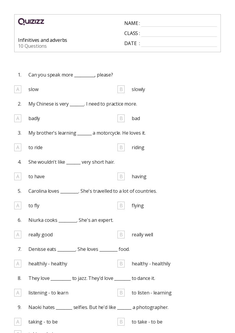 50+ Infinitives worksheets for 5th Grade on Quizizz Free & Printable