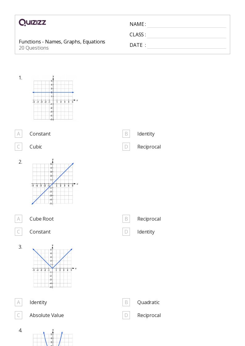 50+ Graphs & Functions worksheets on Quizizz | Free & Printable