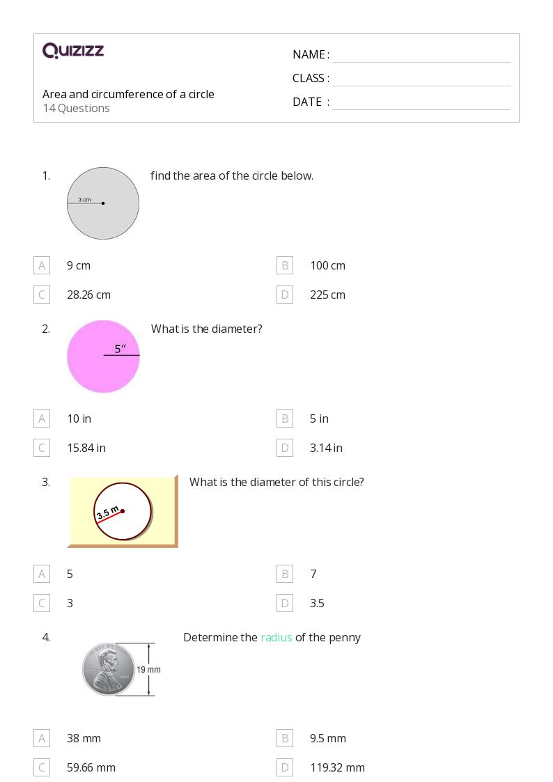 50+ Area and Circumference of a Circle worksheets for 7th Grade on Quizizz Free & Printable