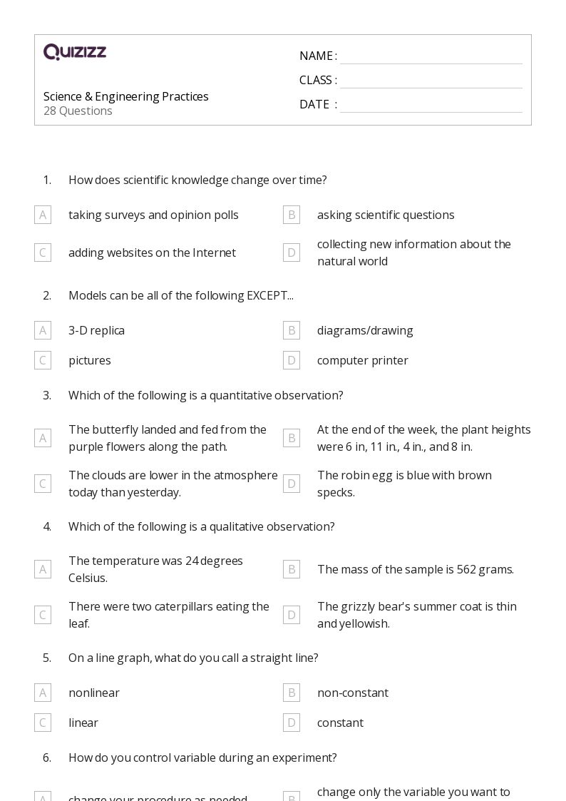 50+ Engineering & Science Practices worksheets on Quizizz | Free