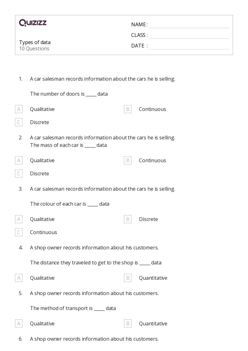 50+ Organizing Data worksheets for 8th Year on Quizizz Free & Printable
