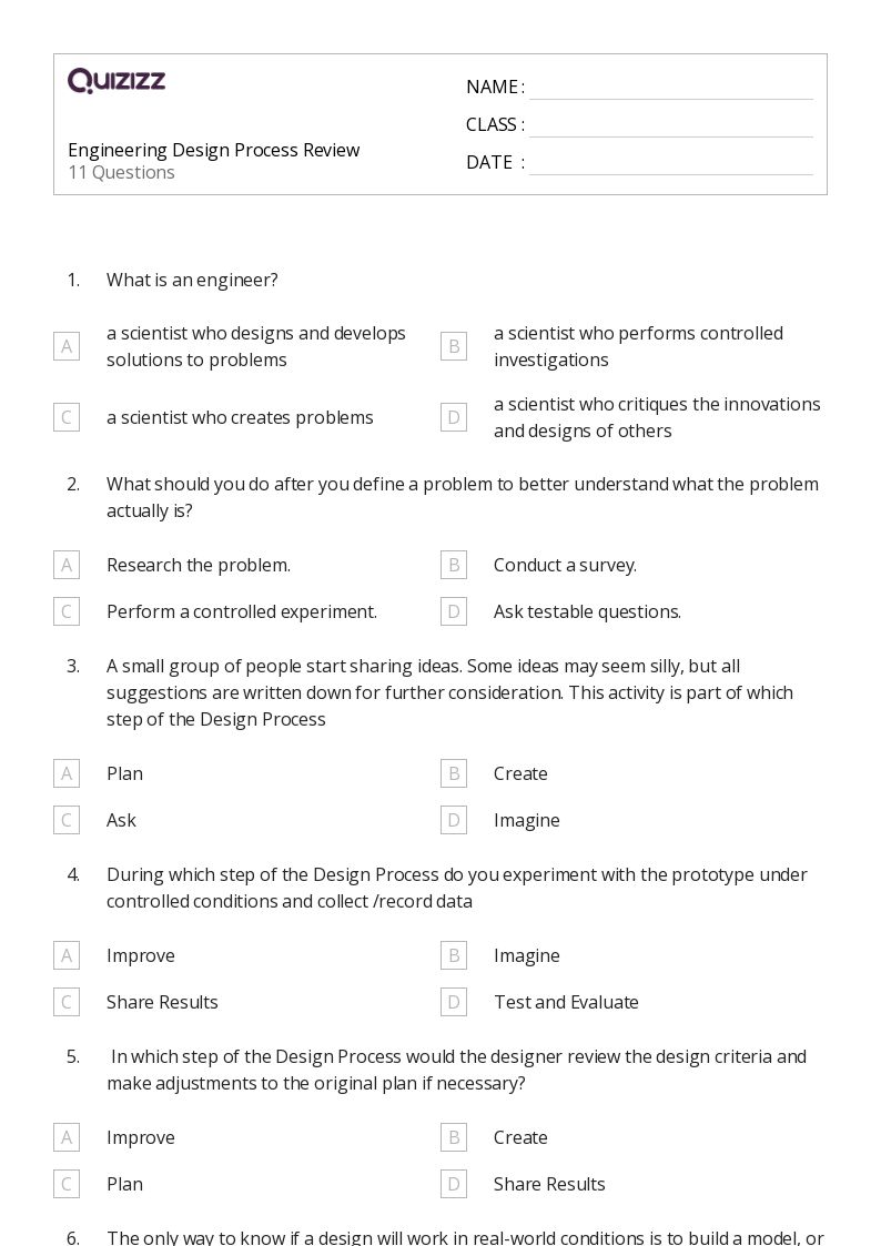 50+ Engineering Design worksheets for 4th Year on Quizizz Free