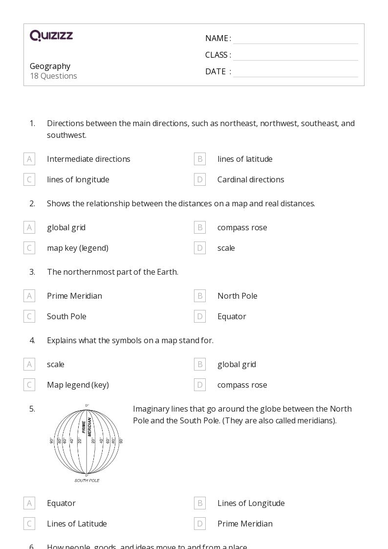 50+ Geography worksheets for 5th Grade on Quizizz Free & Printable
