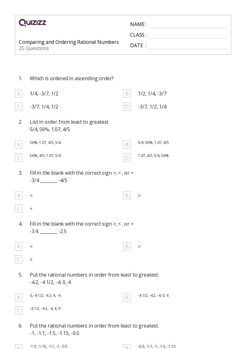 50+ Comparing Size worksheets for 7th Grade on Quizizz Free & Printable