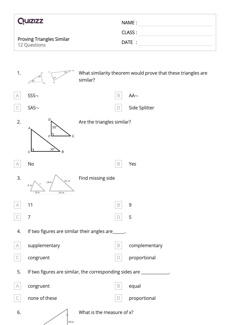50+ triangles worksheets for 10th Grade on Quizizz Free & Printable