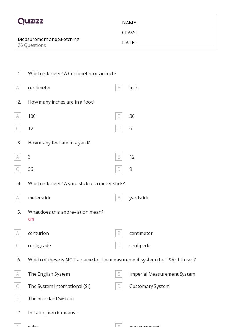 50+ Measuring with Standard Tools worksheets for 8th Grade on Quizizz