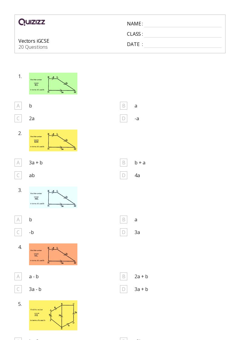 50+ vectors worksheets for 12th Class on Quizizz | Free & Printable