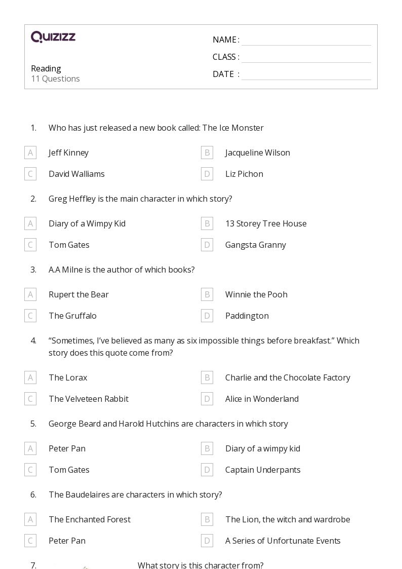 50+ Reading worksheets for 6th Year on Quizizz Free & Printable