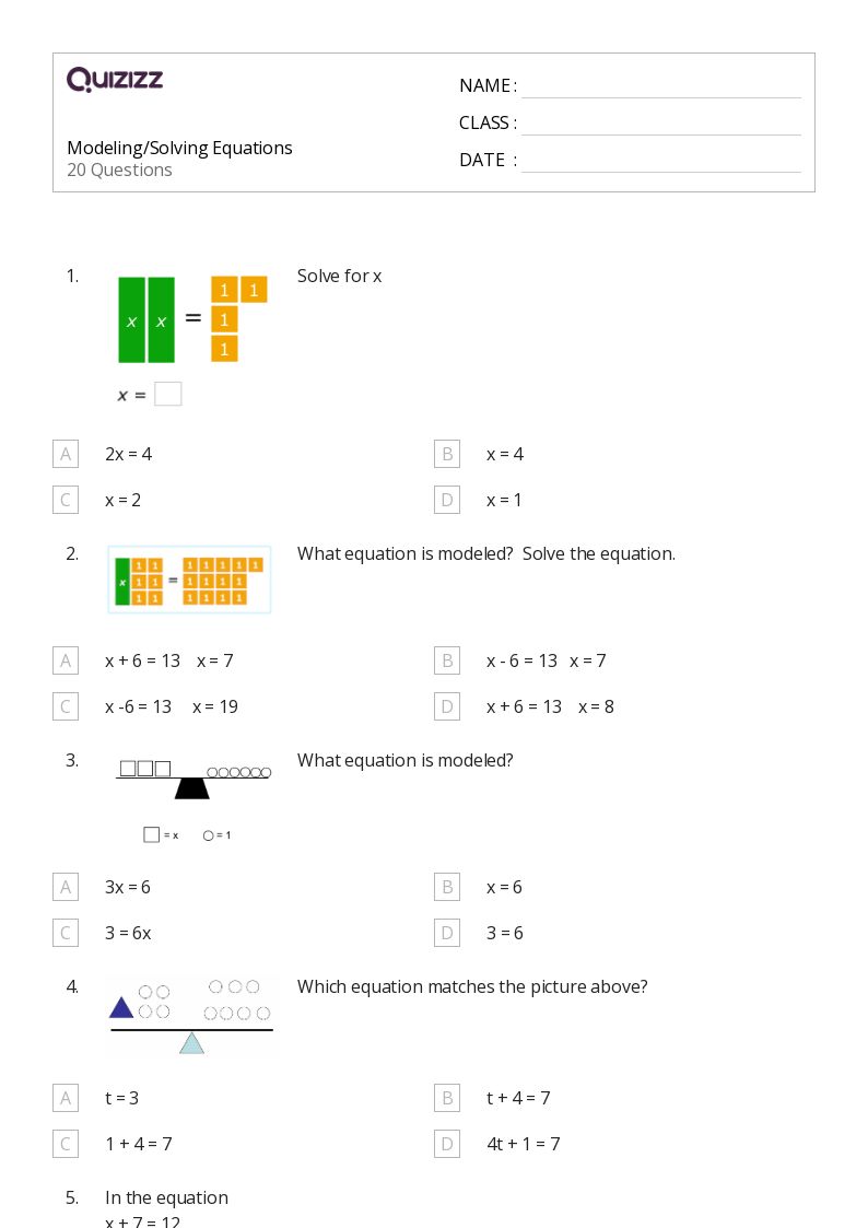 50+ Solving Equations worksheets for 6th Class on Quizizz Free